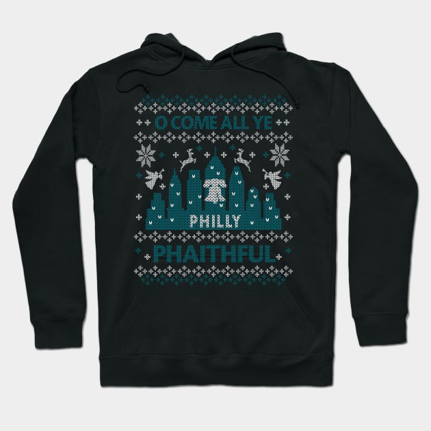 Green Silver Philly Faithful City Skyline Vintage Philadelphia Fan Ugly Christmas Sweater Shirt Hoodie by TeeCreations